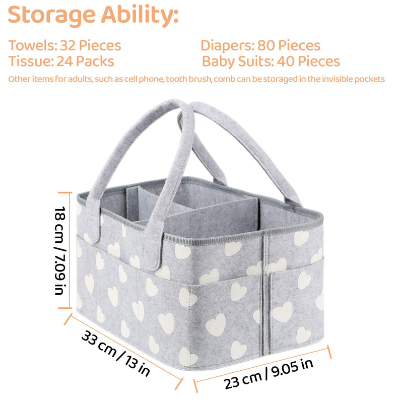 [Australia] - BOENFU Baby Diaper Caddy Nappy Organisers Nursery Storage Nappy Caddy Tote Newborn Shower Gift Basket Portable Car Travel Organizer with Detachable Divider and 10 Invisible Pockets for Mom Kids 