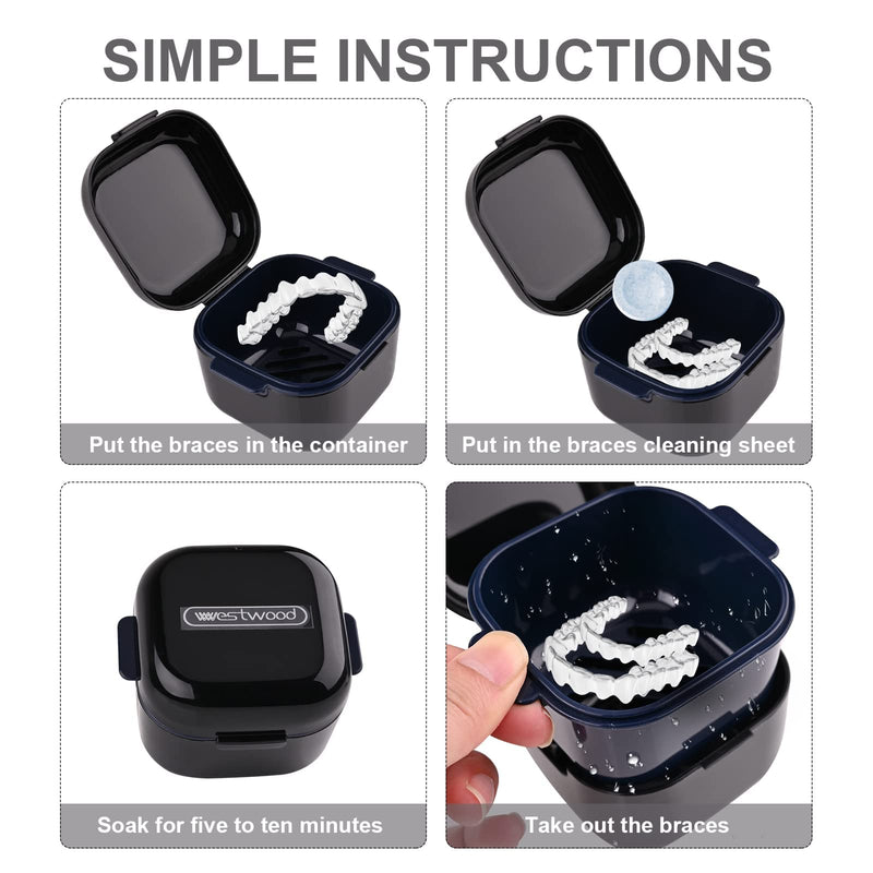 [Australia] - zalati Denture Box False Teeth with Strainer Portable Hygienic Case Immersion of Mouthguards Retainers for Storage Container, Dental Bath and Dental Appliances - Black 
