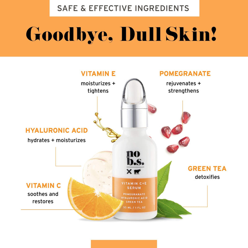 [Australia] - NO B. S. NO BAD STUFF No B. S. Vitamin C Serum For Face - Potent & Clean Skin Care. No Hype. No Fads. Pure C + E with Hyaluronic Acid Serum. (Full Size) Full Size 