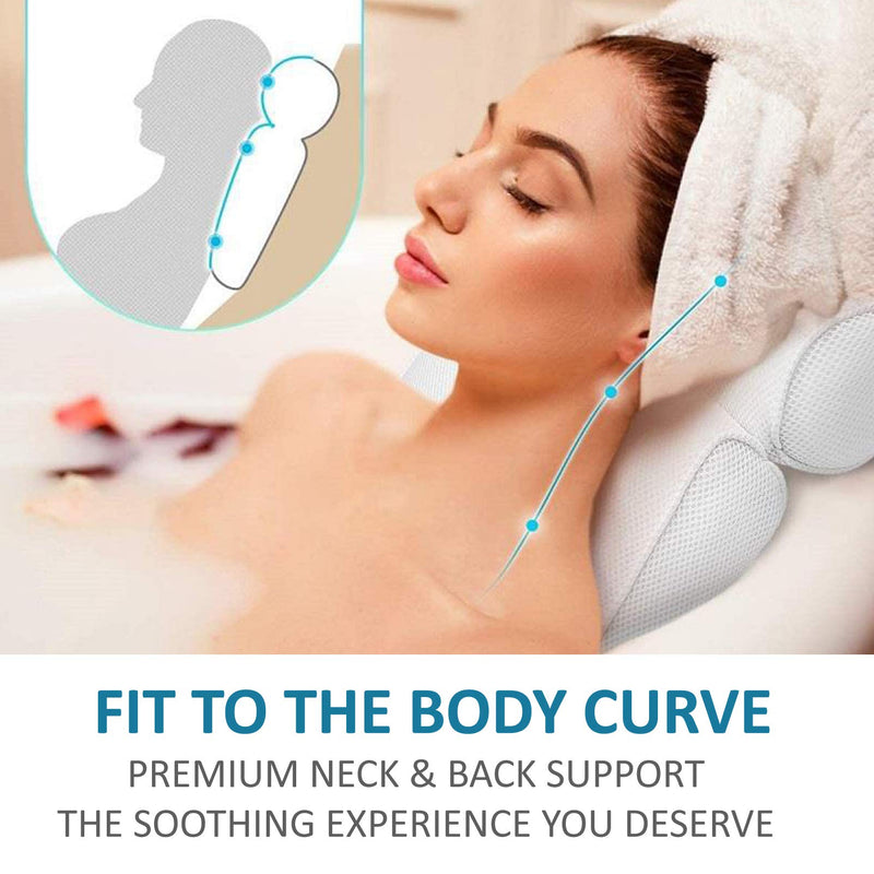 [Australia] - Bath Pillow Bathtub Spa Pillow Tub Neck Pillow Perfect Head Neck Back and Shoulder Support Fits All Bathtub, Hot Tub, Jacuzzi, Home Spa with 3D Air Mesh Technology and Non-Slip 6 Suction Cups (BLUE) BLUE 