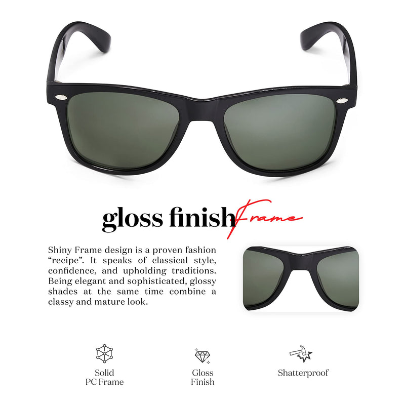 [Australia] - Retro Rewind Polarized Sunglasses for Men Women UV Protection Classic Sun Glasses Gloss Black | Green 