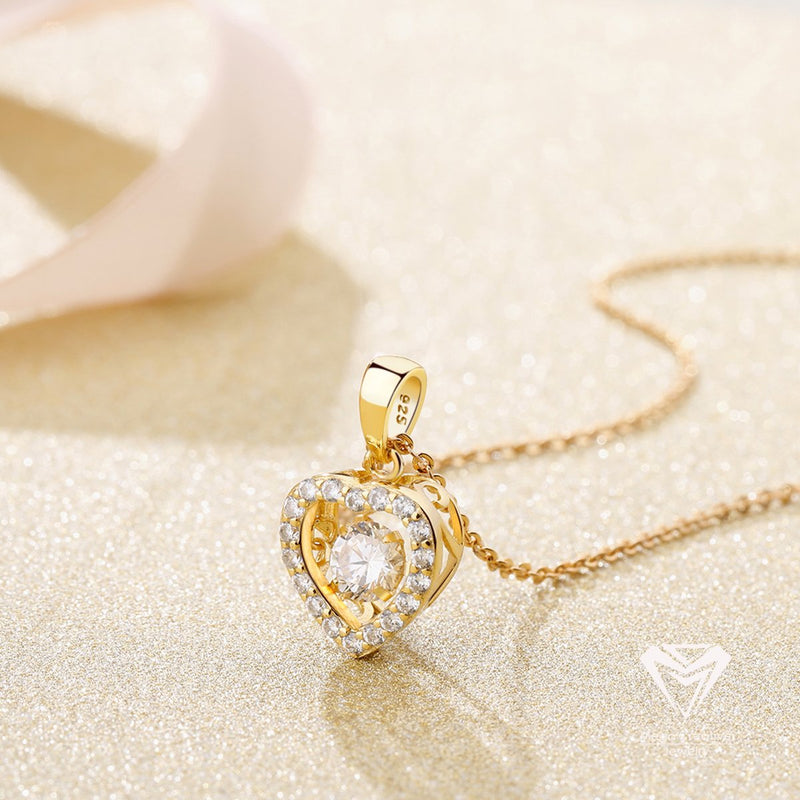 [Australia] - MEGA CREATIVE JEWELRY Gold Heart Dancing Dream 925 Sterling Silver Pendant Necklace Crystals from Swarovski 