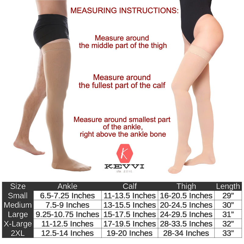 [Australia] - KEVVI -Thigh High Compression Socks 20-30 mmHg Medical Support Hose Medical Compression Socks Thigh High Ted Hose Ted Hosiery Beige Medium 