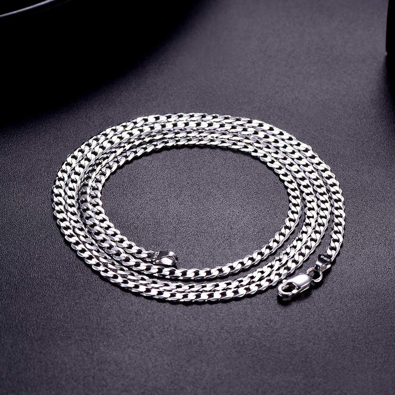 [Australia] - PROSTEEL 925 Sterling Silver Cuban Link Chain/Figaro Chain/Rope Chain, Solid Silver Necklace for Women Men, 14"/18"/20"/22"/24"/26"/28", Come Gift Box 22.0 Inches cuban chain-width: 0.11inch(2.8mm) 