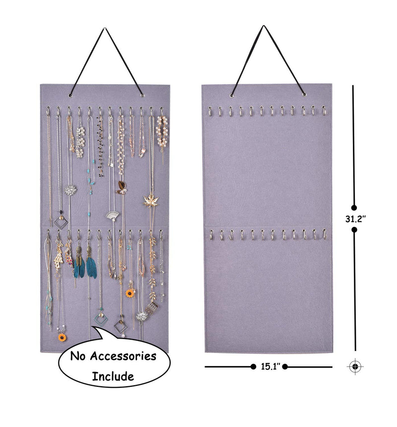 [Australia] - Hanging Jewelry Organizer, Large Capacity and Organizer Storage for Hanging Necklaces, Bracelets, Earring Chains, Anklets, etc. (Gray) Gray 