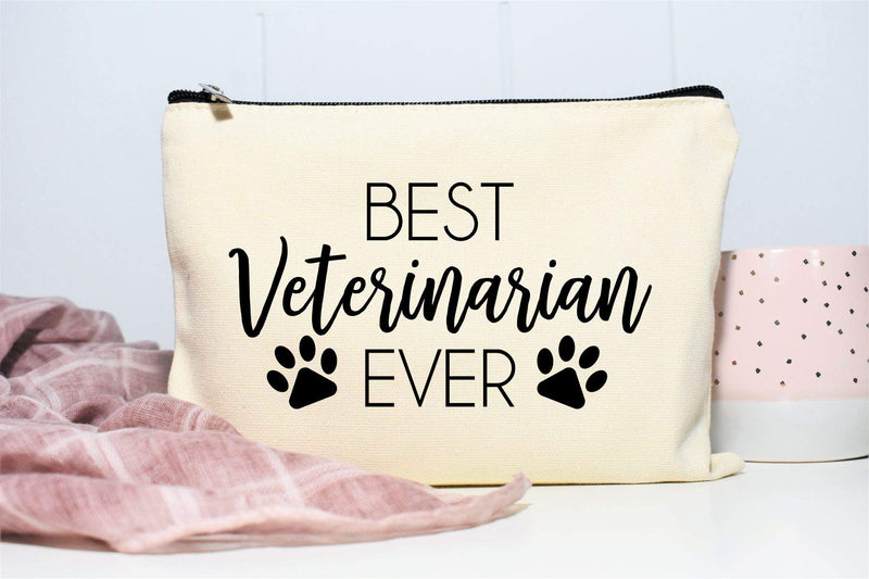 [Australia] - Moonwake Designs Best Veterinarian Ever Makeup Bag - Vet Gift, Veterinarian Gift, Gift for Animal Lover 