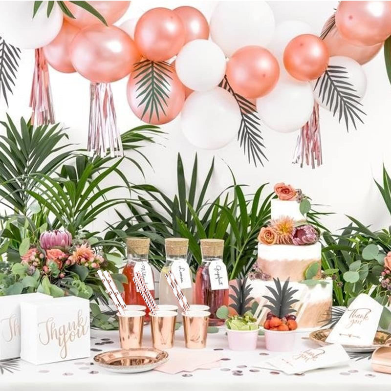 [Australia] - TGFIX 120pcs Rose Gold Paper Straws, Reusable Drinking Straw Bachelor Party Tableware Supplies for Bride Wedding Birthday Cocktail Decoration, Pink Pink-gold 