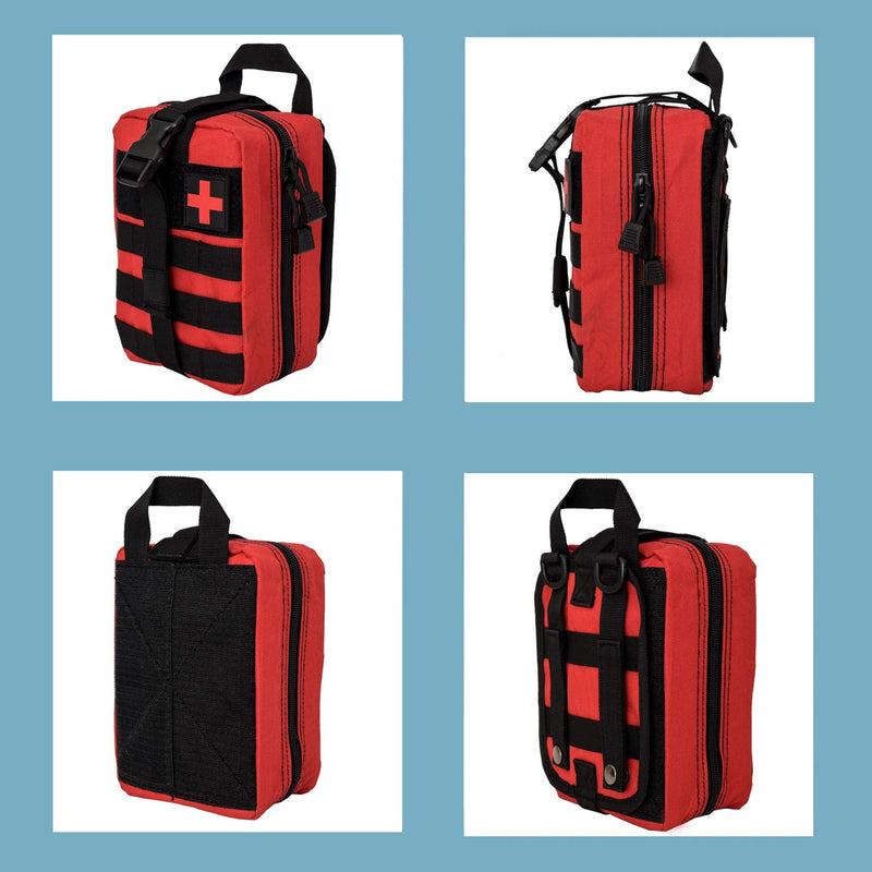 [Australia] - Krisvie 2Pack First Aid Molle Pouch EMT Pouch Detachable Tactical Medical Bag for Outdoor Activities with Shear Red 