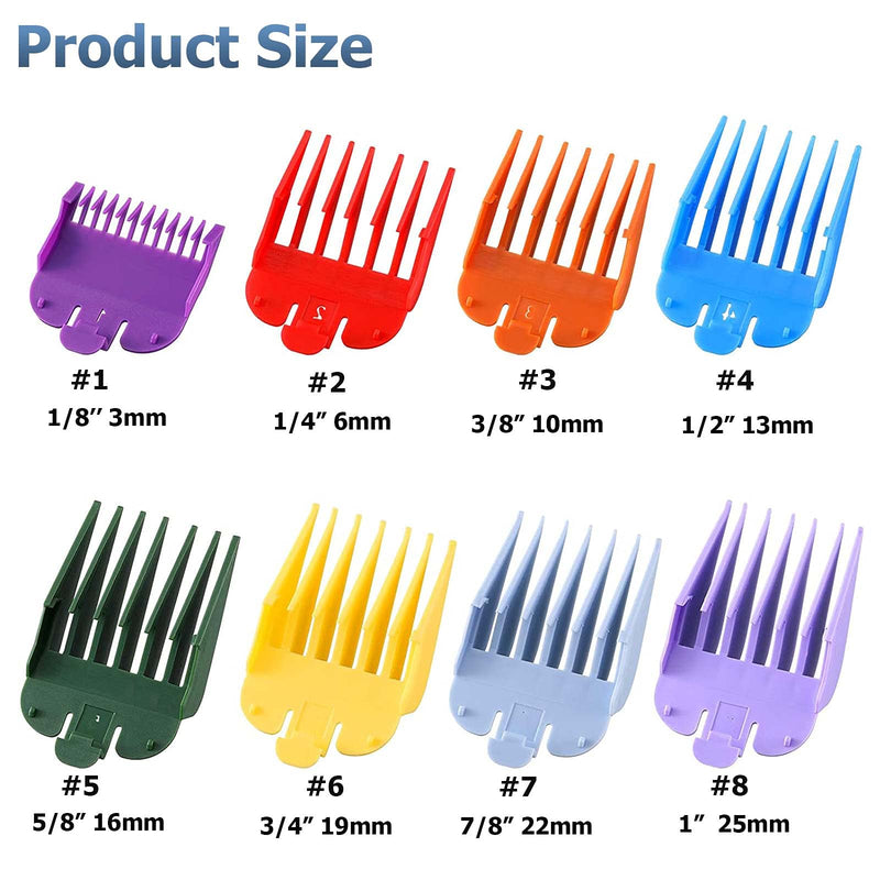 [Australia] - Hair Clipper Guards Combs,8PCS Professional Hair Clipper Guide Combs,Replacement for Most Clippers Trimmers and Spares Haircut Accesorries Lengths from 1/8" to 1" (3-25mm) 