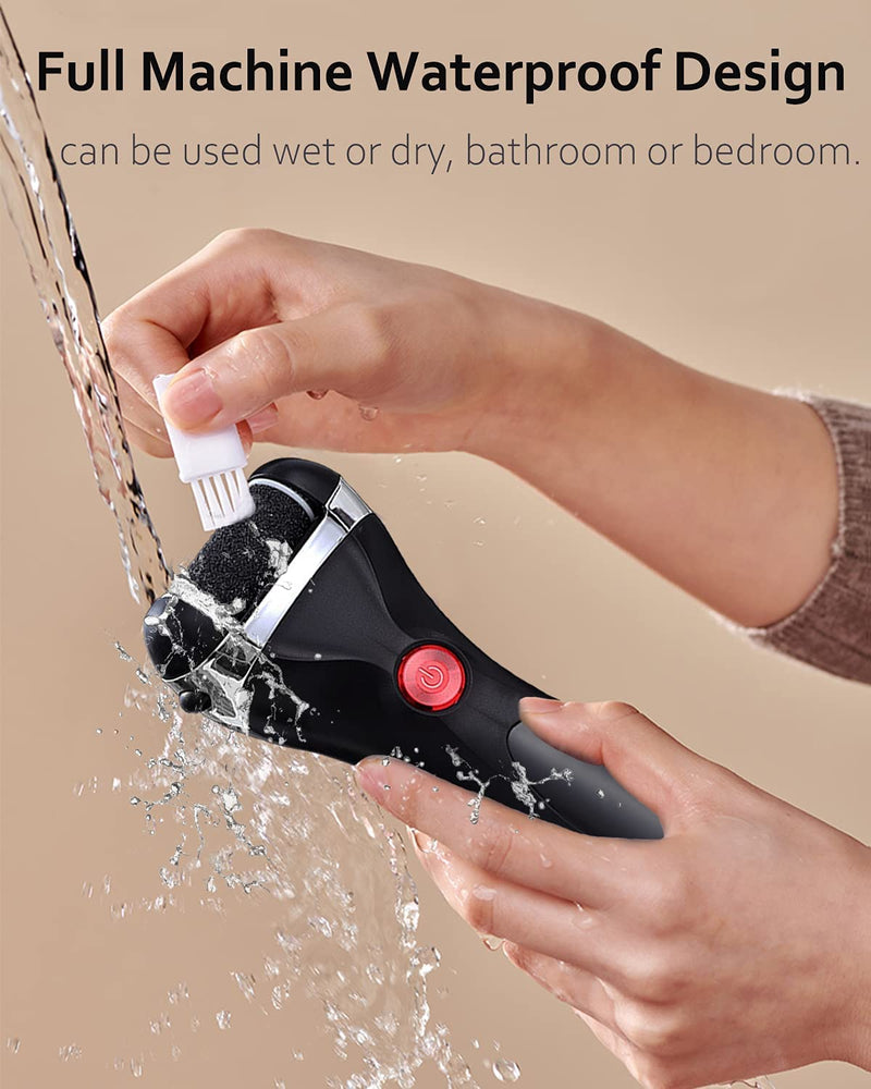 [Australia] - Jooayou Foot File Electric for Hard Skin, USB Rechargeable Waterproof Foot Scrub Callus Remover [with 3 Pumice Stone Rollers & 10 in 1 Foot Scraper Set] Foot Care Tool for Dry Dead Cracked Heel 15 Piece Set 