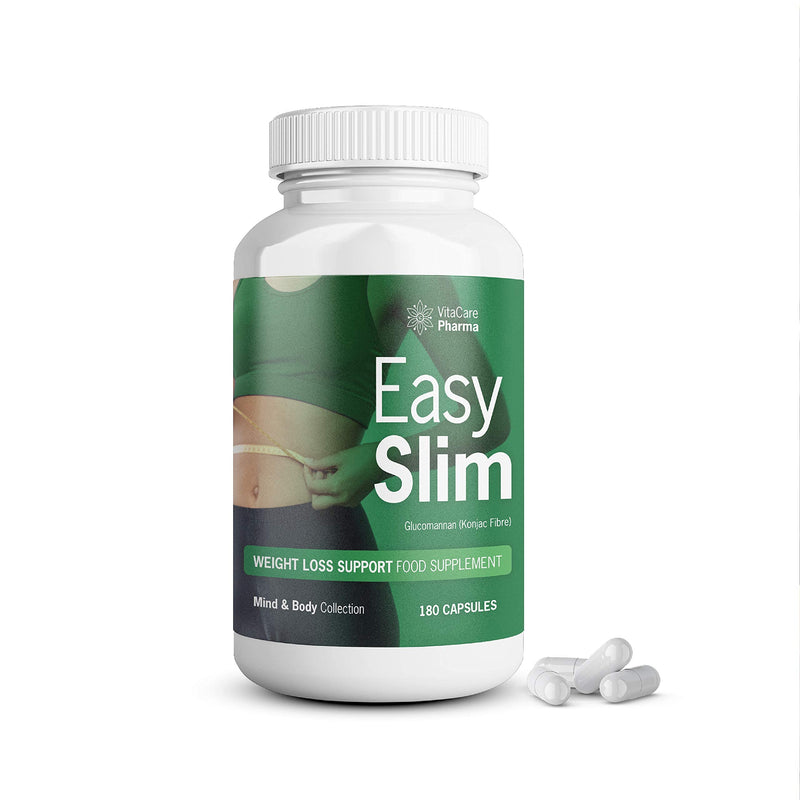 [Australia] - EasySlim Weight Loss Support for Men & Women | Glucomannan (Konjac Fibre) | Appetite Suppressant | Mind & Body Collection (1 Month Supply) 180 Count (Pack of 1) 