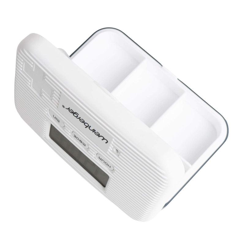 [Australia] - Weinberger 02263 Electronic Pill Box with Alarm, Medicine Reminder, Display, Pill Box, Pill Clock, Pill Box with Timer, Vibration Alarm, Alarm Clock, White 