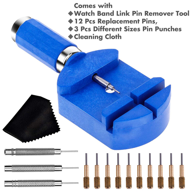 [Australia] - Watch Link Removal Tool Kit, Cridoz Watch Band Tool Chain Link Pin Remover with 12pcs Replacement Pins and 3pcs Pin Punches for Watch Bracelet Sizing, Watch Strap Adjustment and Watch Repair 