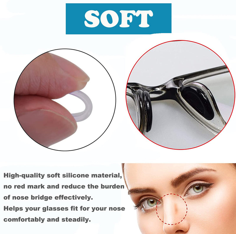 [Australia] - Adhesive Eye Glasses Nose Pads, D Shape Anti-Slip Adhesive Stick on Nose Pads,Soft Silicone for Glasses, Eyeglasses and Sunglasses, 2mm,Black,5 Pairs Black,5 Pairs 
