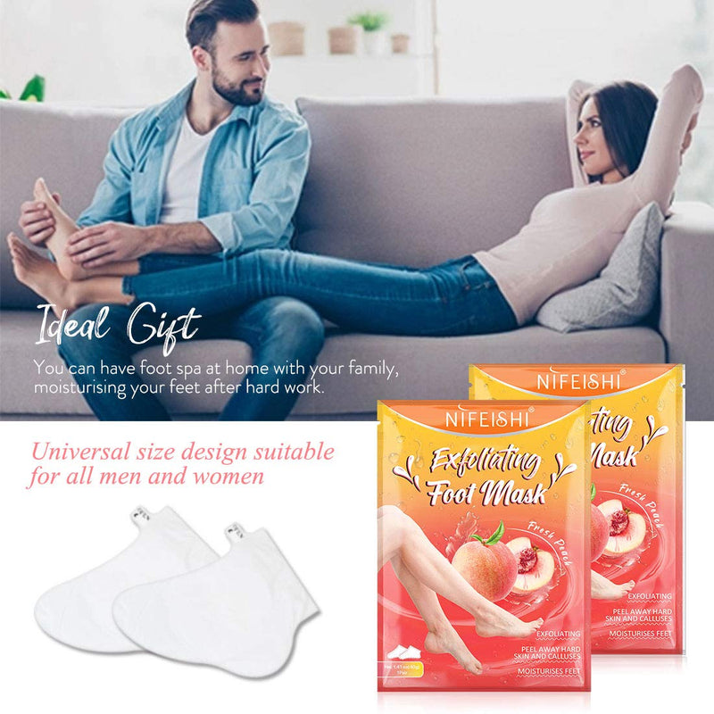 [Australia] - Foot Peel Mask 5 Pack, Peach Soft Callus Peeling Dead Skin Remover Exfoliating Socks Dry Rough Heels Treatment Beauty Feet Mask Natural for Men and Women Pink 