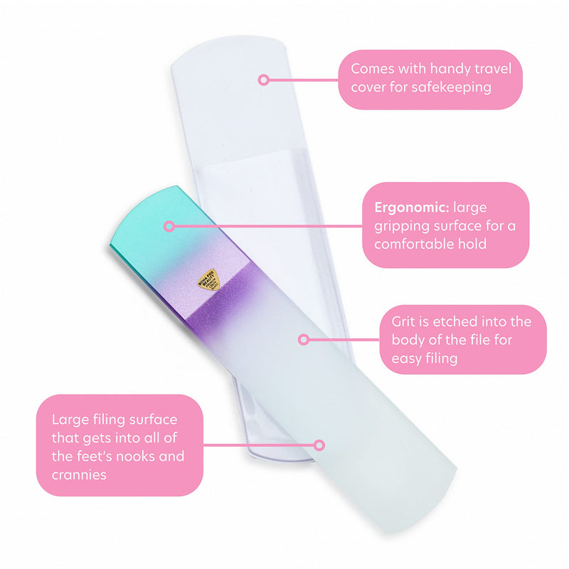 [Australia] - Glass Foot File, Foot Callus Remover and Foot Sander by Bona Fide Beauty Premium Czech Glass Nail File Sea Spritz 