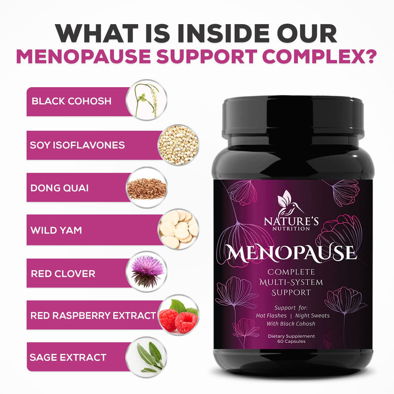 [Australia] - Menopause Supplements for Women - Black Cohosh for Menopause Relief - Hot Flashes, Night Sweats, and Mood Support - Extra Strength Menopause Supplement Complex - USA Formulated, Non-GMO - 60 Capsules 