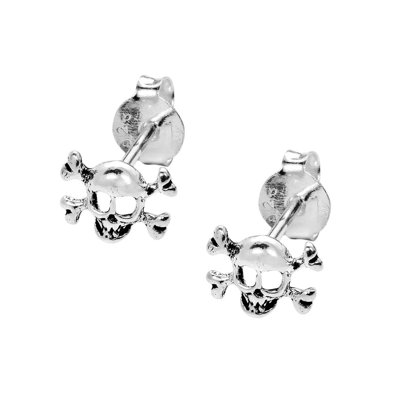 [Australia] - Stylish Sterling Silver Skull & Crossbones .925 Sterling Silver Stud Earrings 