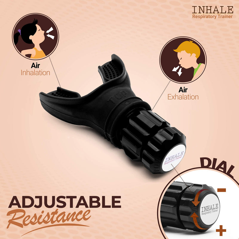 [Australia] - Inhale Respiratory Trainer Breathing Exercise Device - Compact Pure Silicone Lung Exerciser Device, Respiratory Muscle Trainer, Ideal and Adjustable for All, Easy to Clean 