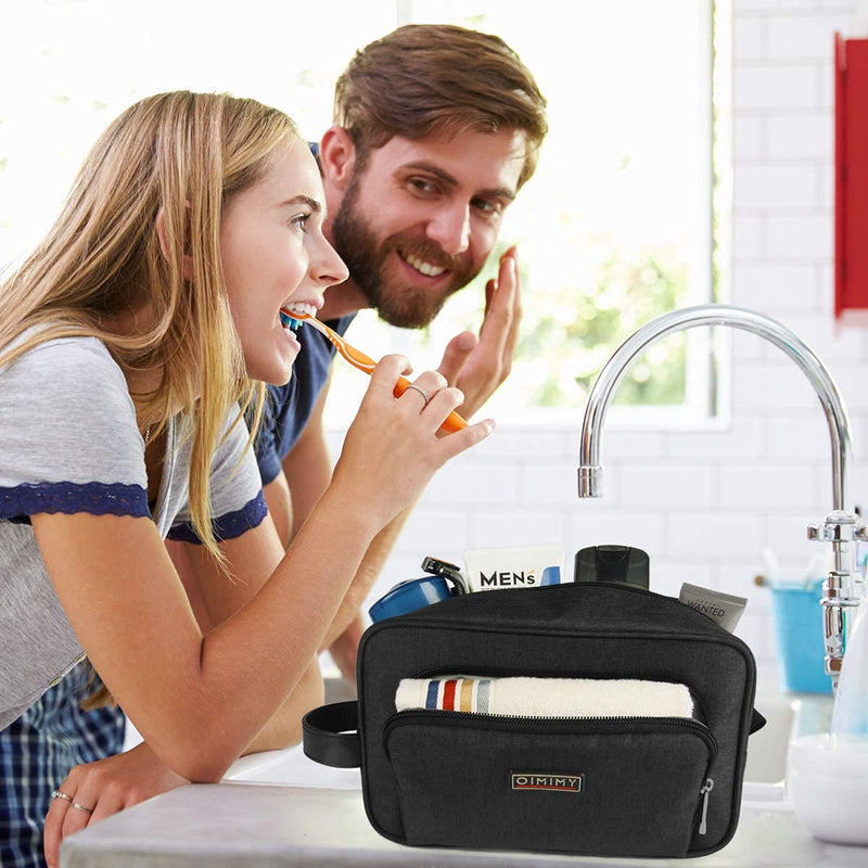 [Australia] - Mens Wash Bag Toiletry Bag Travel Dopp Kit Shaving Shower Bathroom Bag Waterproof Toiletries Cosmetic Makeup Organizer Women Girl with 3 Compartments Black 