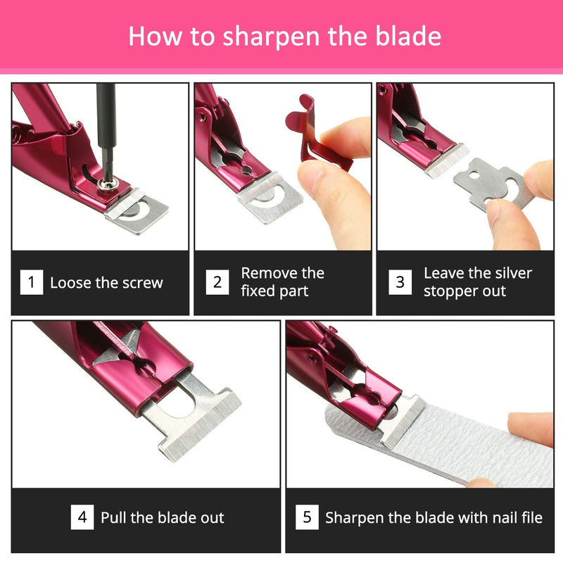 [Australia] - Acrylic Nail Clipper Nail Trimmer with Cuticle Pusher Spoon Nail Cleaner and 2 Pieces Nail Files Manicure Tools for Artificial Nail (Black)(Purple) 