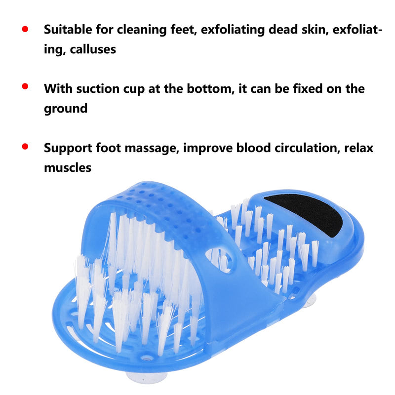 [Australia] - Garosa Shower Foot Scrubber Shoe 1 Pair of Foot Cleaning Brushes Plastic Exfoliating Foot Massager Cleaner Bath Shoes with Suction Cup Blue,Bath Supplies 