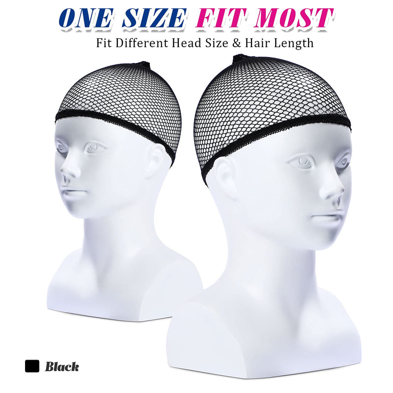 [Australia] - 50 Pieces Wig Caps Mesh Net Wig Cap Stocking Wig Caps Stretchy Nylon Wig Caps Liner Weaving Caps Close End Fishnet Wig Cap for Women Girls Men (Black) Black 