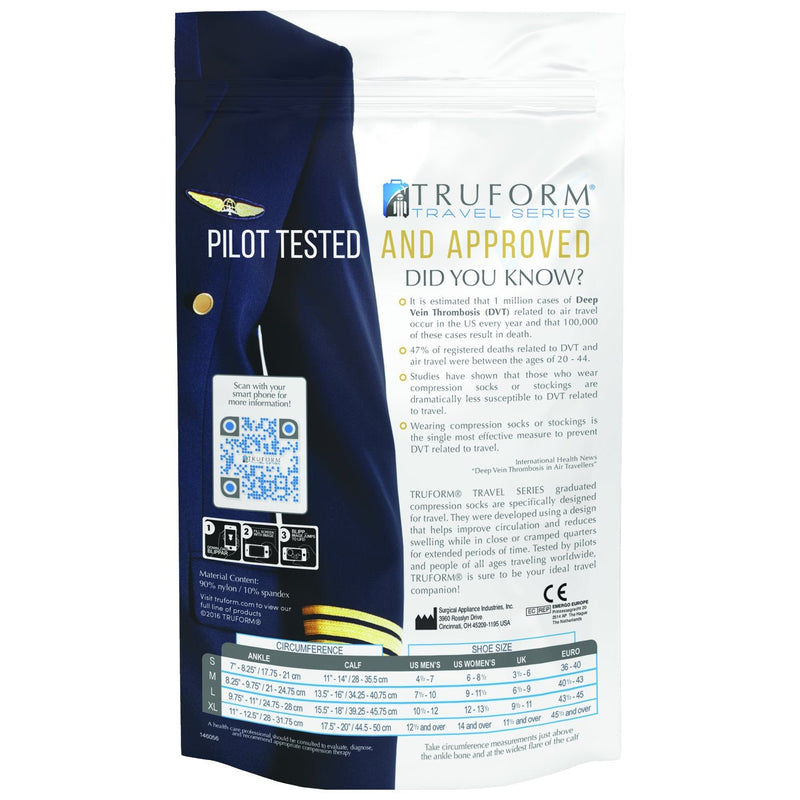 [Australia] - Truform Travel Compression Socks for Men and Women, 15-20 Knee High Over Calf Length, Navy, Medium 