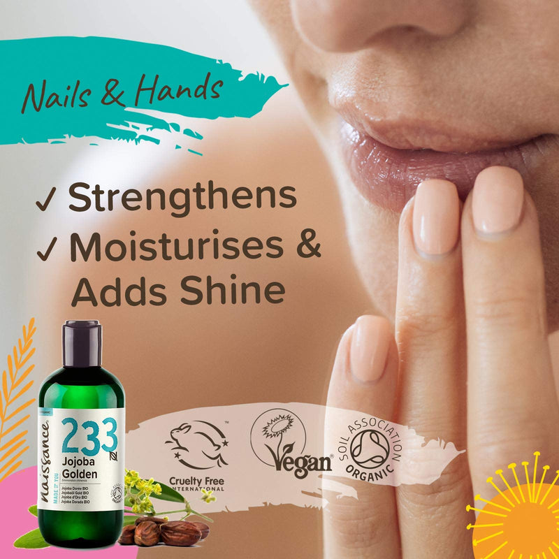 [Australia] - Naissance Organic Golden Jojoba Oil (no. 233) 250ml - Pure and Natural, Certified Organic, Unrefined, Vegan, Hexane Free, No GMO 