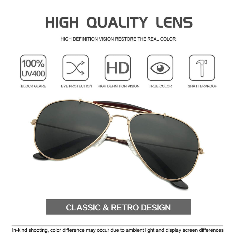 [Australia] - Fashion driving men women sunglasses trendy spy style designer retro classic sunglasses UV protection popular mens sunglasses brand Gold Frame+green Lens 