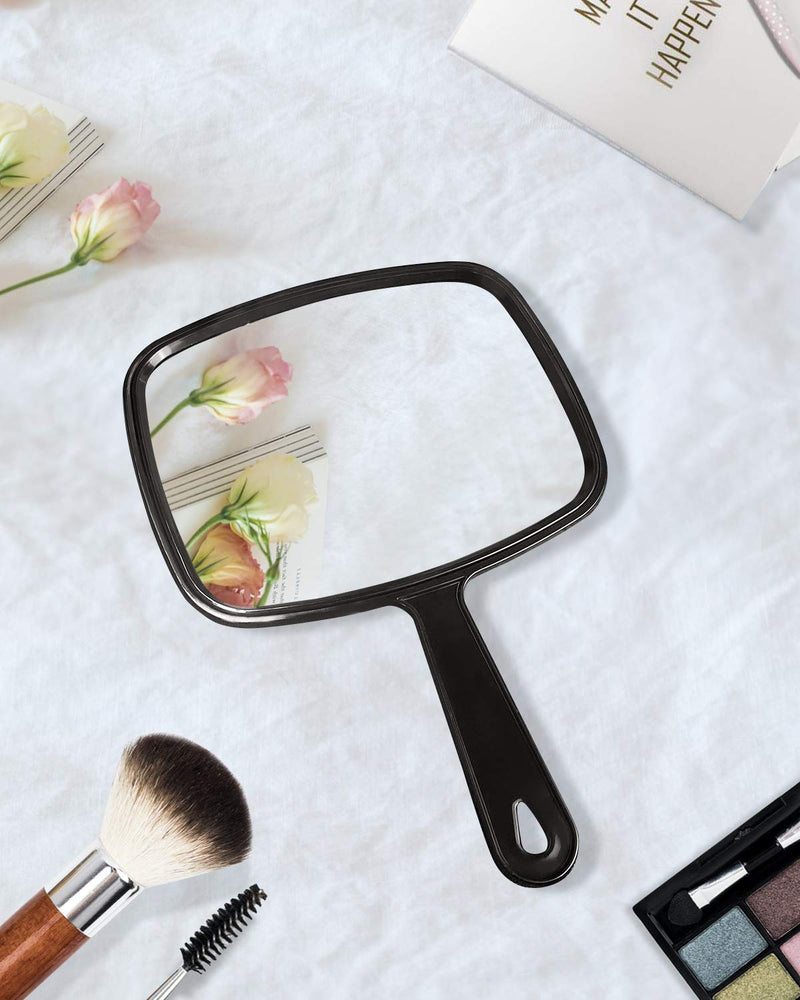 [Australia] - Gladmart Hand Mirror Salon Barber Hairdressing Handheld Mirror with Handle(Square Black) 