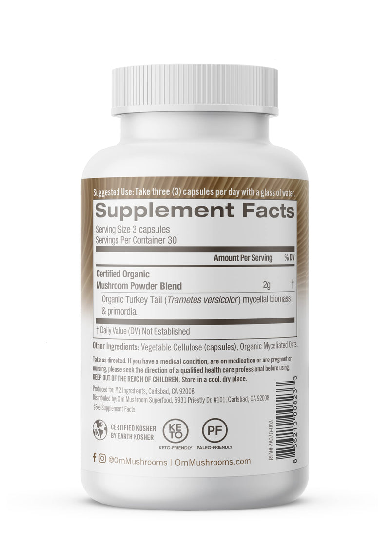 [Australia] - Om Mushroom Superfood Turkey Tail Mushroom Capsules Superfood Supplement, 90 Count, 30 Days, Immune Support, Polysacchrides, Beta-Glucans, Gut Health & Holistic Defense Mushroom Supplement Turkey Tail Capsules 90 Count (Pack of 1) 