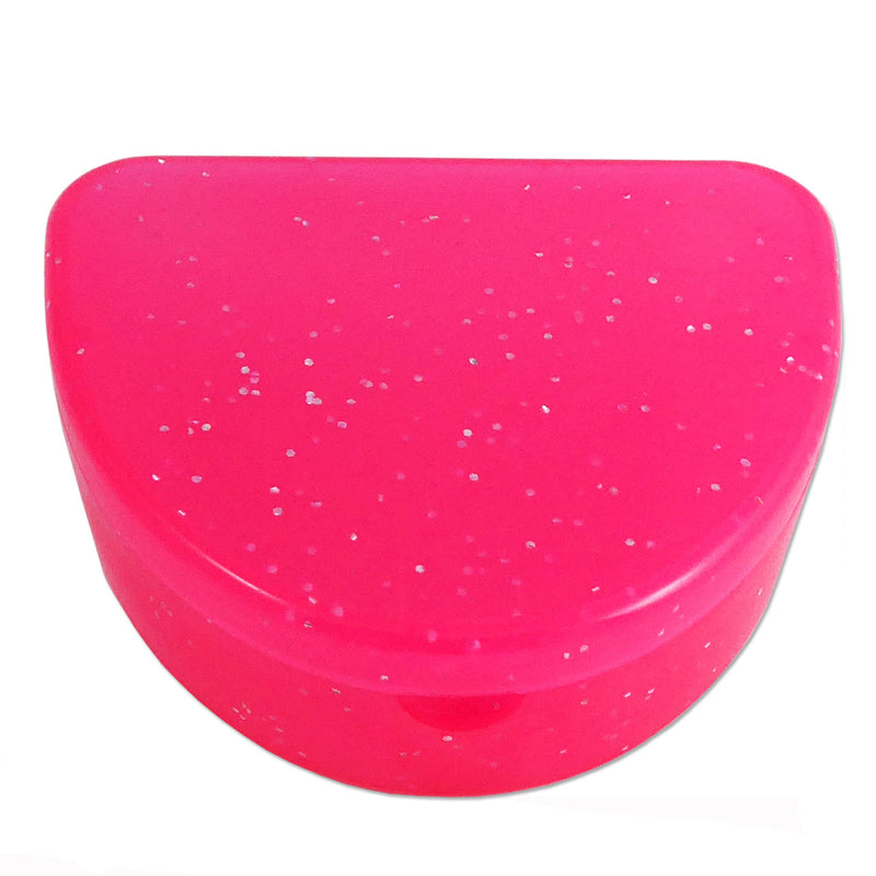 [Australia] - Slim Orthodontic Dental Case x 2 - Colour & Glitter Choices for Retainers, Bleaching Trays, Dentures & More (Glitter Pink & Glitter Purple) Glitter Pink & Glitter Purple 