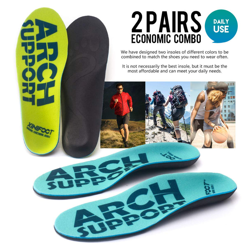 [Australia] - XINIFOOT 2 Pairs Arch Support Orthopedic Insoles for Plantar Fasciitis Pain Relief Orthotics, Flat Feet, Walking, Running Comfortable Inserts for Men UK 7-11 