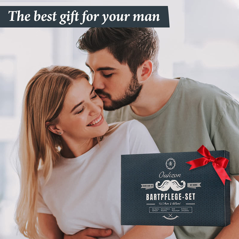 [Australia] - Beard Grooming Kit for Men, 10 in 1 Beard Trimming Gift Set with Beard Shampoo, Beard Conditioner, Beard Oil, Balm, Beard Comb,Brush, Scissors, Beard Shaper and Storage Bag -Mens Beard Growth Care Set 