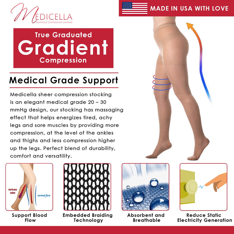 [Australia] - Medicella Closed Toe Compression Pantyhose 20-30 mmHg Made in USA Medical Quality (L, Nude) Large (Pack of 1) 