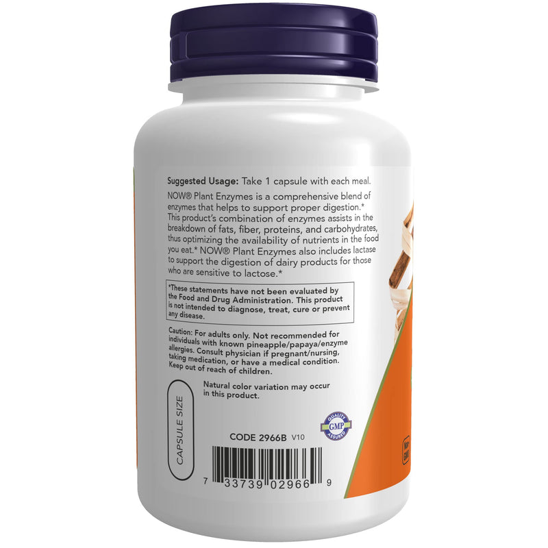 [Australia] - NOW Supplements, Plant Enzymes with Lactase, Protease, Papain and Bromelain, 120 Veg Capsules 1 