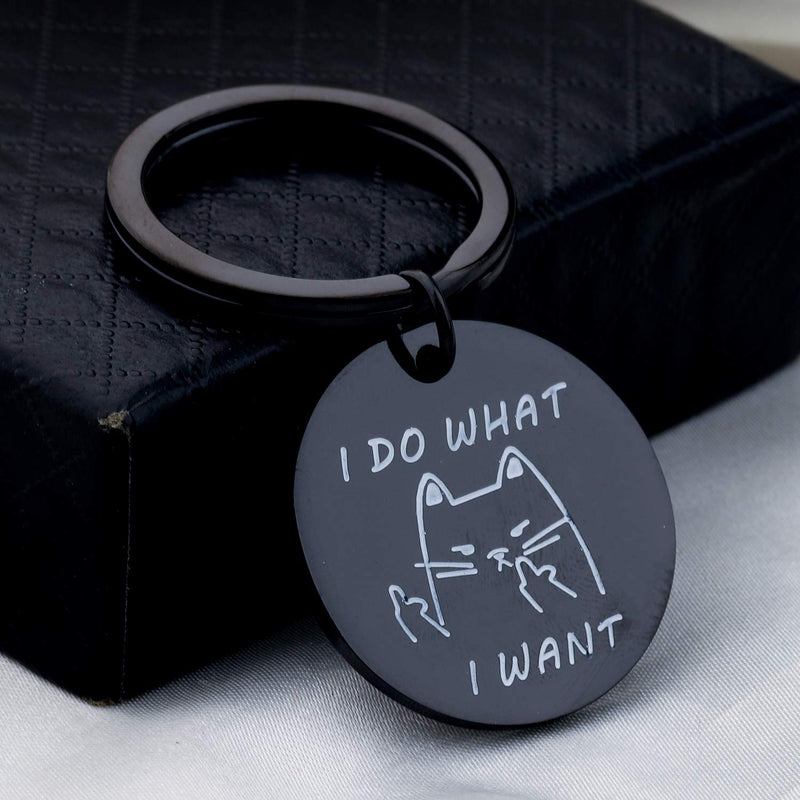 [Australia] - BNQL Funny Cat I Do What I Want Keychain Bracelet Geeky Keyrings Gifts Black 