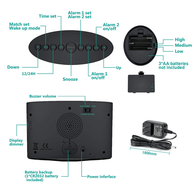 [Australia] - ANJANK Extra Loud Alarm Clock with Wireless Bed Shaker, Vibrating Dual Alarm Clock for Heavy Sleepers, Deaf and Hearing-impaired, Adjustable Volume/Dimmer/Wake up Mode, USB Charger Port, Pillow Shaker 