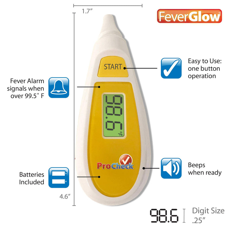 [Australia] - PROCHECK Instant Ear Thermometer, Glowing Fever Indicator 