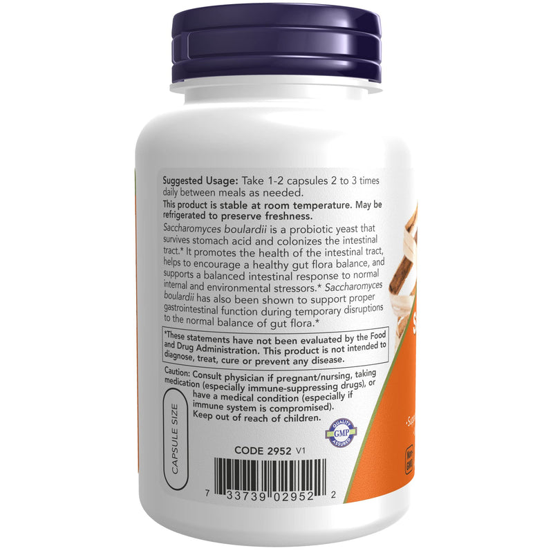 [Australia] - NOW Supplements, Saccharomyces Boulardii, 5 Billion CFU Probiotic, 120 Veg Capsules 