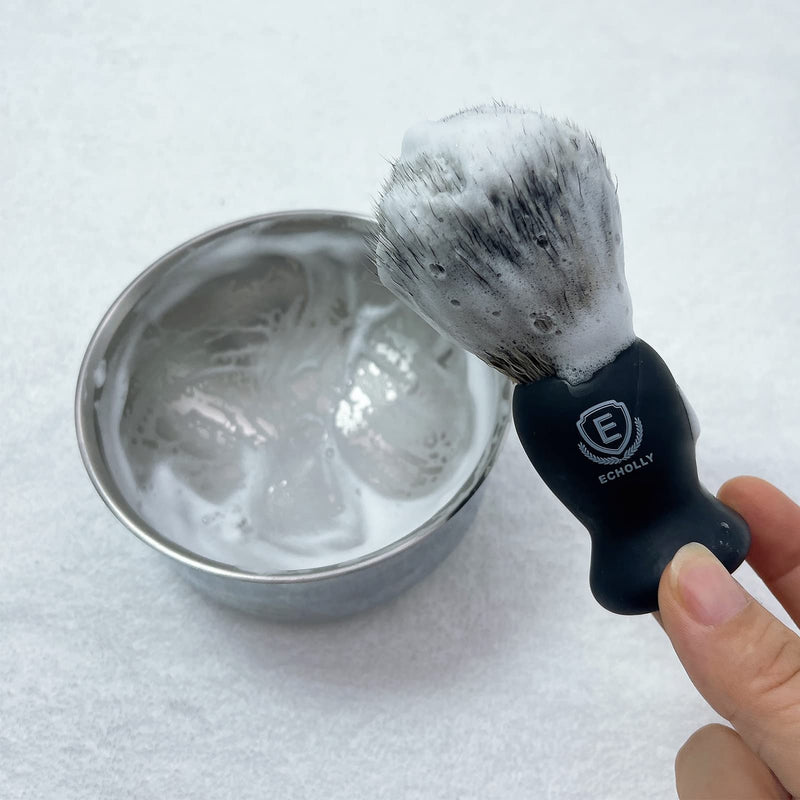 [Australia] - Echolly Luxury Shaving Brushes for Men-Premium Travel Shaving Brush Set-Shave Brush Best for Shaving Cream Lather- Perfect Father's Day Gifts for Fathers,Men, Boyfriends(Smooth Rubber Handle) 1.4 x 1.4 x 4.2 Inch 