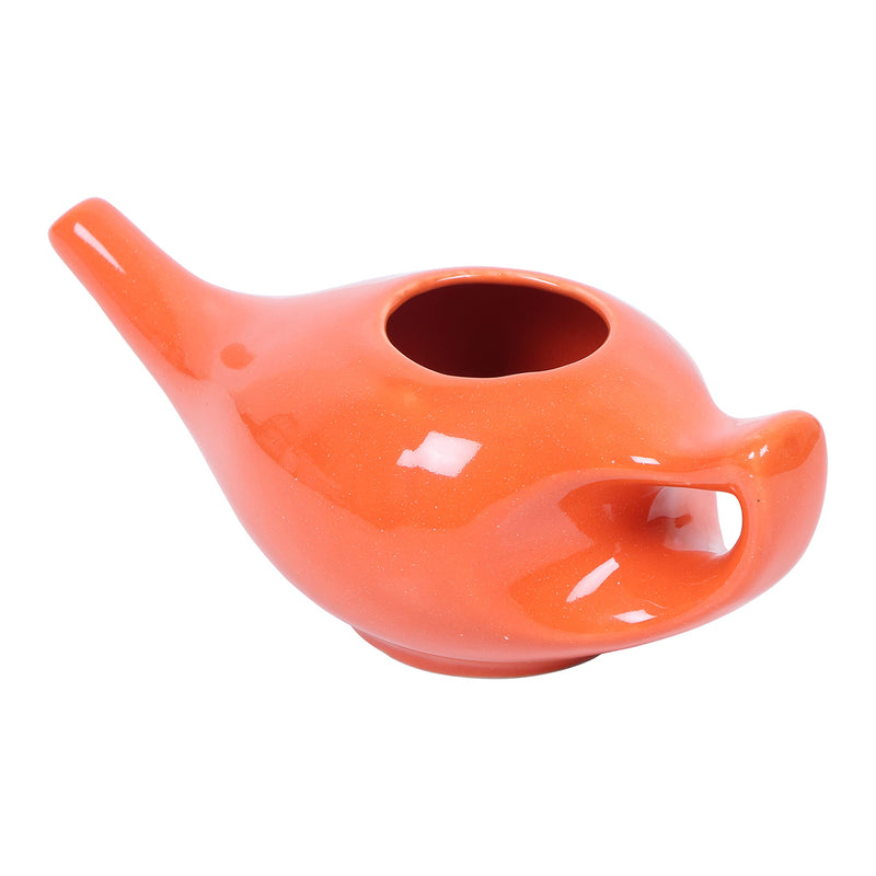 [Australia] - Leak Proof Durable Ceramic Neti Pot Comfortable Grip | Microwave and Dishwasher Friendly Natural Treatment for Sinus and Congestion (Orange) 