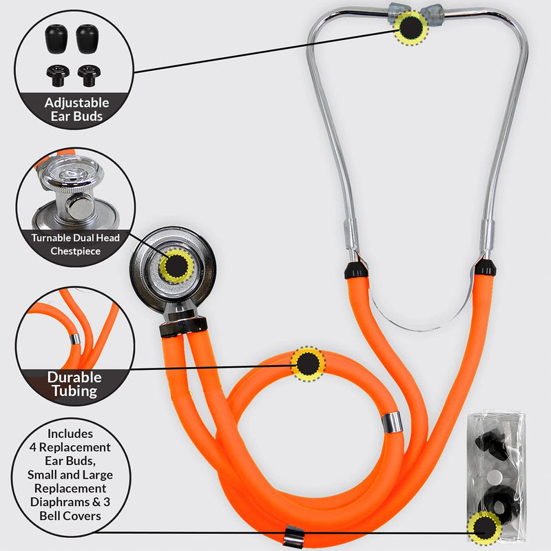 [Australia] - Dixie Ems Sprague-Rappaport Type Two Tube Stethoscope – Orange 