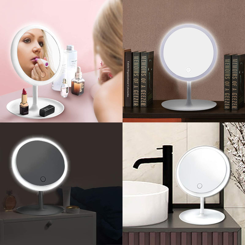 [Australia] - Janier Makeup Mirror with Lights,56 LED Vanity Mirror,3 Color Lighting Modes with Power Supply,Touch Dimming Switch,Portable Cosmetic Mirror with 5X Magnifying Mirror 