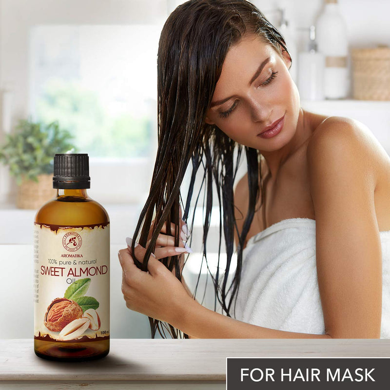 [Australia] - Sweet Almond Oil 100ml - Cold Pressed & Unrefined - 100% Natural - Prunus Amygdalus Dulcis Oil - Italy - Best Care Oil for Skin - Hair - Body - Personal Care - Glass Bottle 