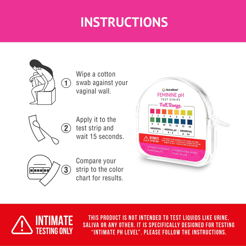 [Australia] - Nutrablast Feminine pH Test Strips Full Range 1 - 14 | Monitor Intimate Health | Easy to Use & Accurate Women’s Acidity & Alkalinity Balance Level Tester Kit 