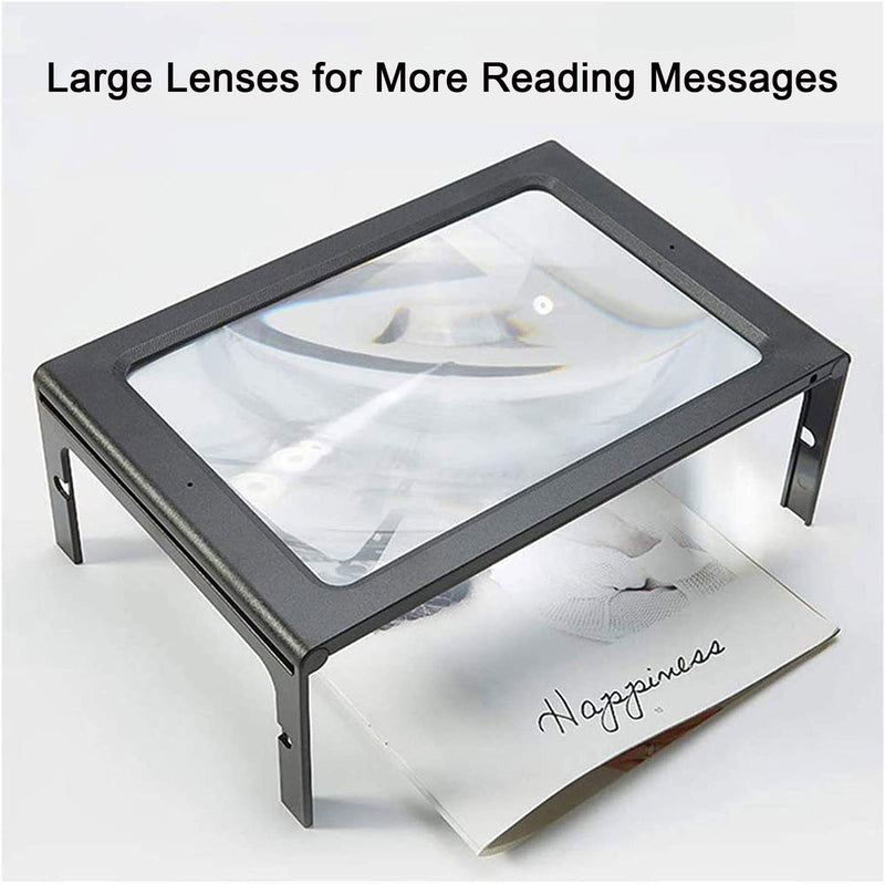 [Australia] - Hanme Full Page Reading Magnifier with LED Lighted, 5X Hands-Free Rectangular Magnifying Glass, for Low Vision Seniors Repair Observation 