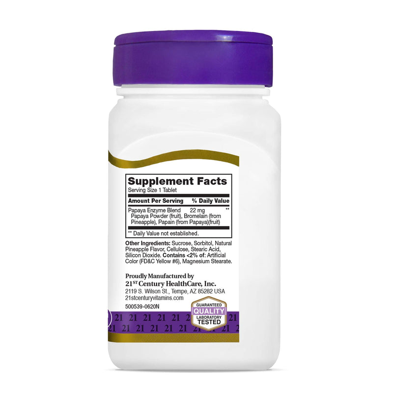 [Australia] - 21st Century Papaya Enzyme Chewable Tablets, Tropical, 100 Count 