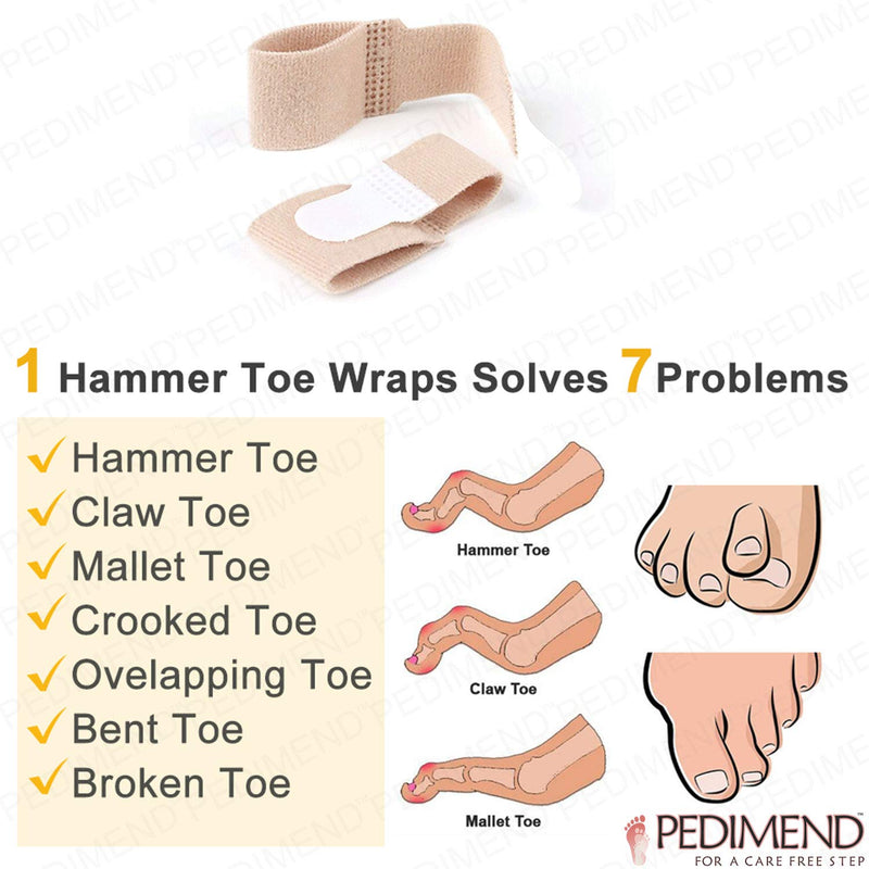 [Australia] - PEDIMEND Broken Toe Wrap (6PCS) - Toe Bandages for Hammer Toes/Broken Toes/Fractured Toes - Cushioned Toe Bandage for Overlapping Toe Pain Relief - Foot Care 